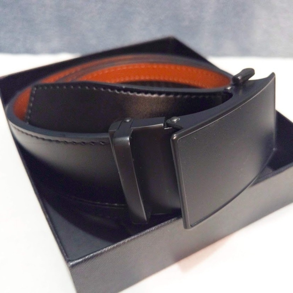 CHAOREN Mens Ratchet Belt Black Leather Micro Adjustable Dress Belt Holeless NIB - Picture 5 of 7